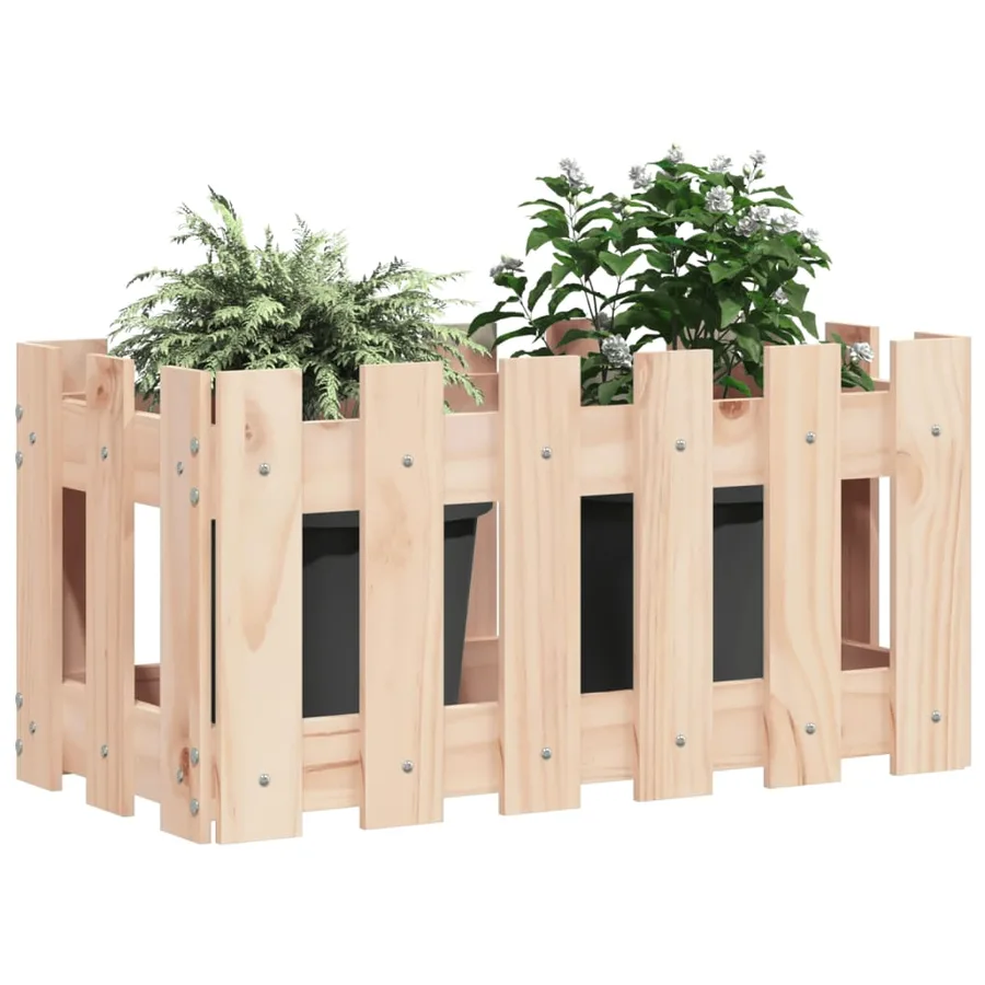 Jardinière avec design de clôture 60x30x30 cm pin massif - 3