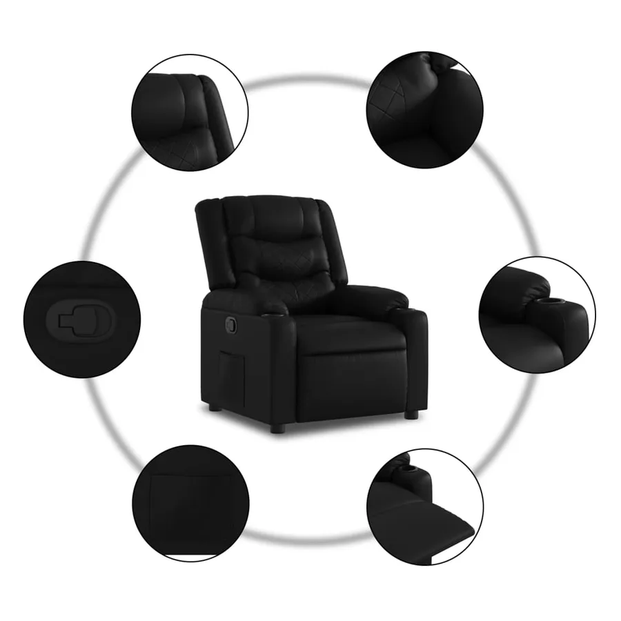 Fauteuil inclinable Noir Similicuir - 8