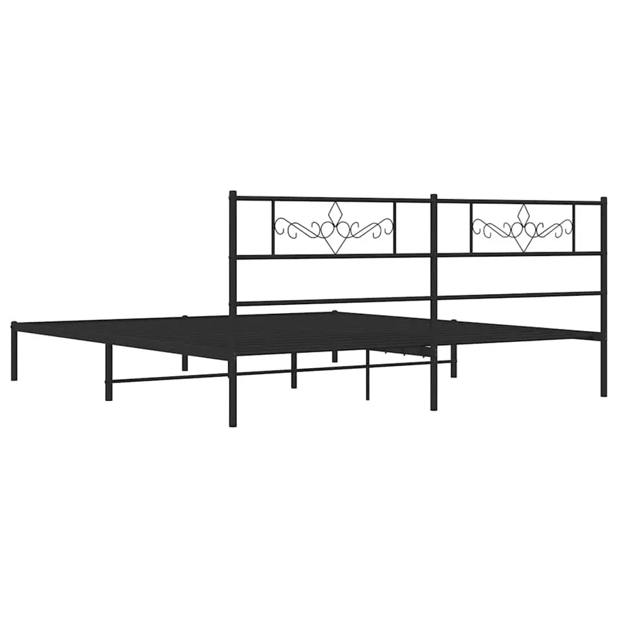 Cadre de lit métal sans matelas avec tête de lit noir 193x203cm - 8