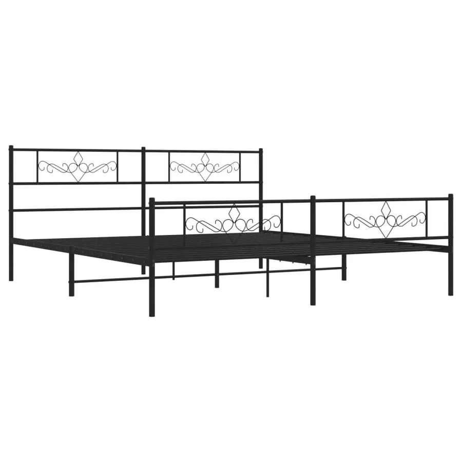 Cadre de lit métal sans matelas avec pied de lit noir 200x200cm - 3