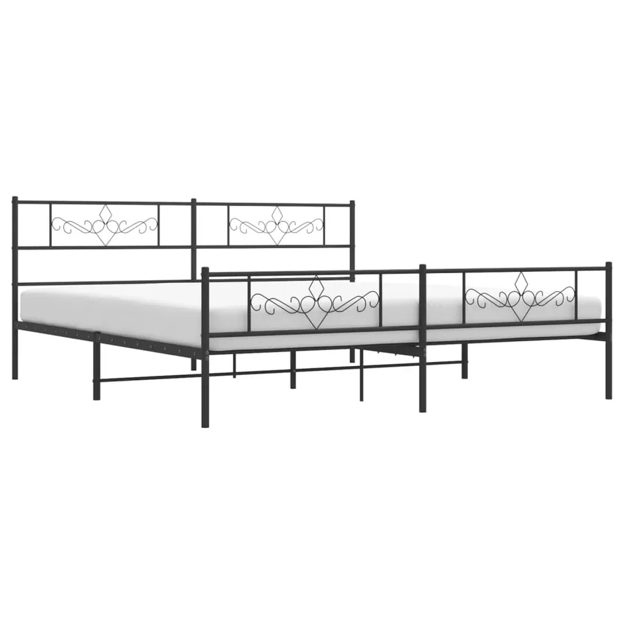 Cadre de lit métal sans matelas avec pied de lit noir 200x200cm - 4
