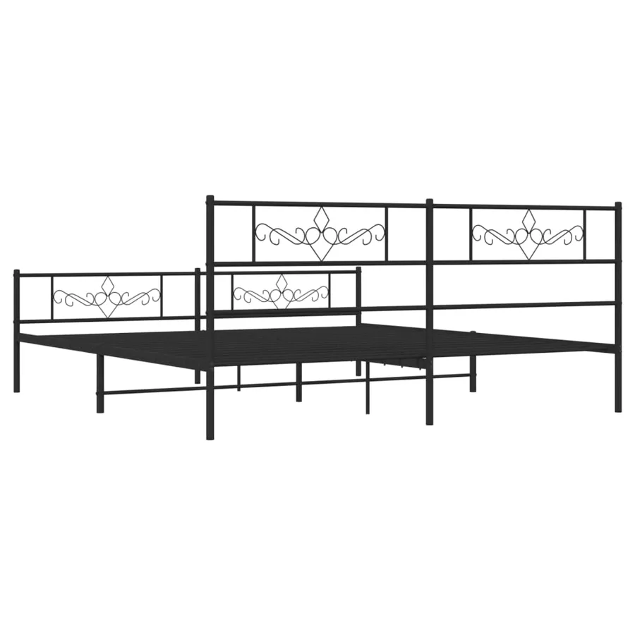 Cadre de lit métal sans matelas avec pied de lit noir 200x200cm - 7