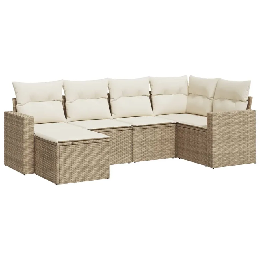 Salon de jardin avec coussins 6 pcs beige résine tressée - 2