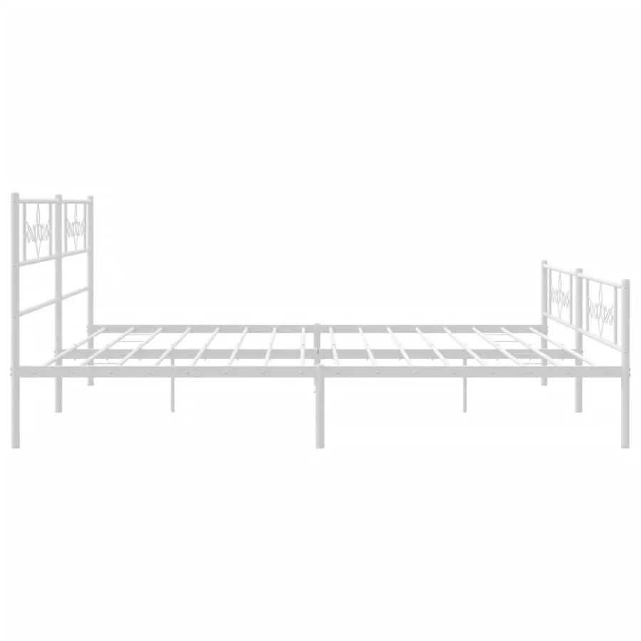 Cadre de lit métal sans matelas et pied de lit blanc 200x200 cm - 6