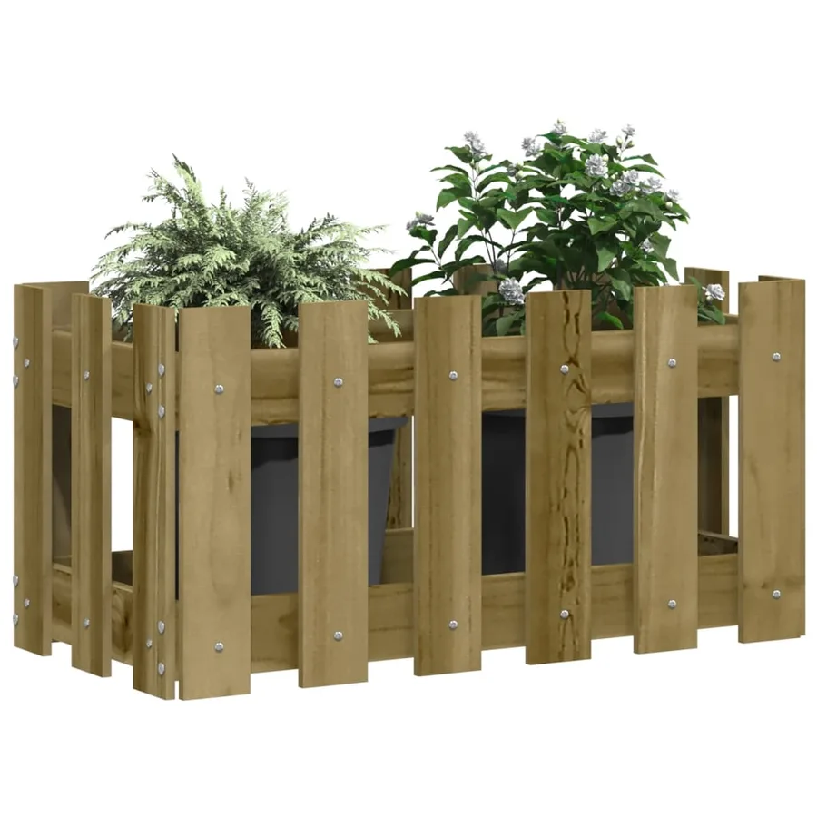 Jardinière avec design de clôture 60x30x30 cm pin imprégné - 3