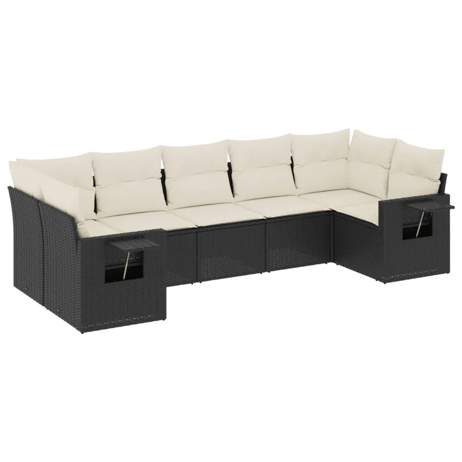 Salon de jardin 7 pcs avec coussins noir résine tressée 55 x 62 x 69 cm - 62,7 kg - 2