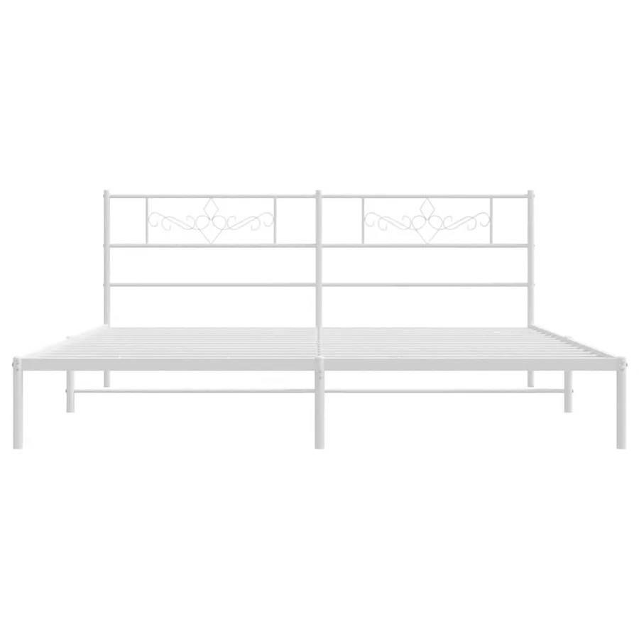 Cadre de lit métal sans matelas et tête de lit blanc 193x203 cm - 6