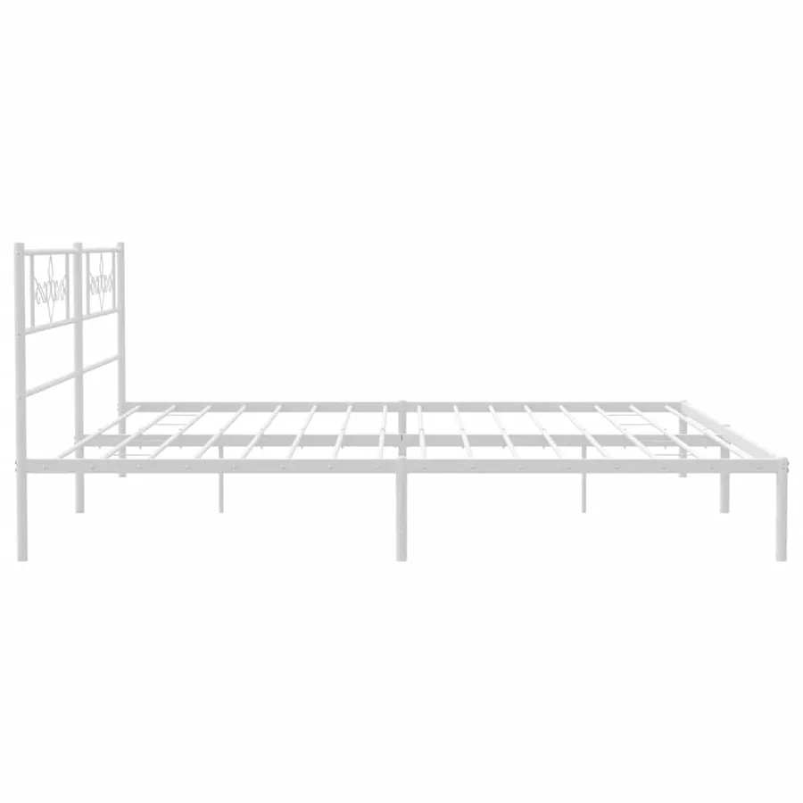 Cadre de lit métal sans matelas et tête de lit blanc 193x203 cm - 7