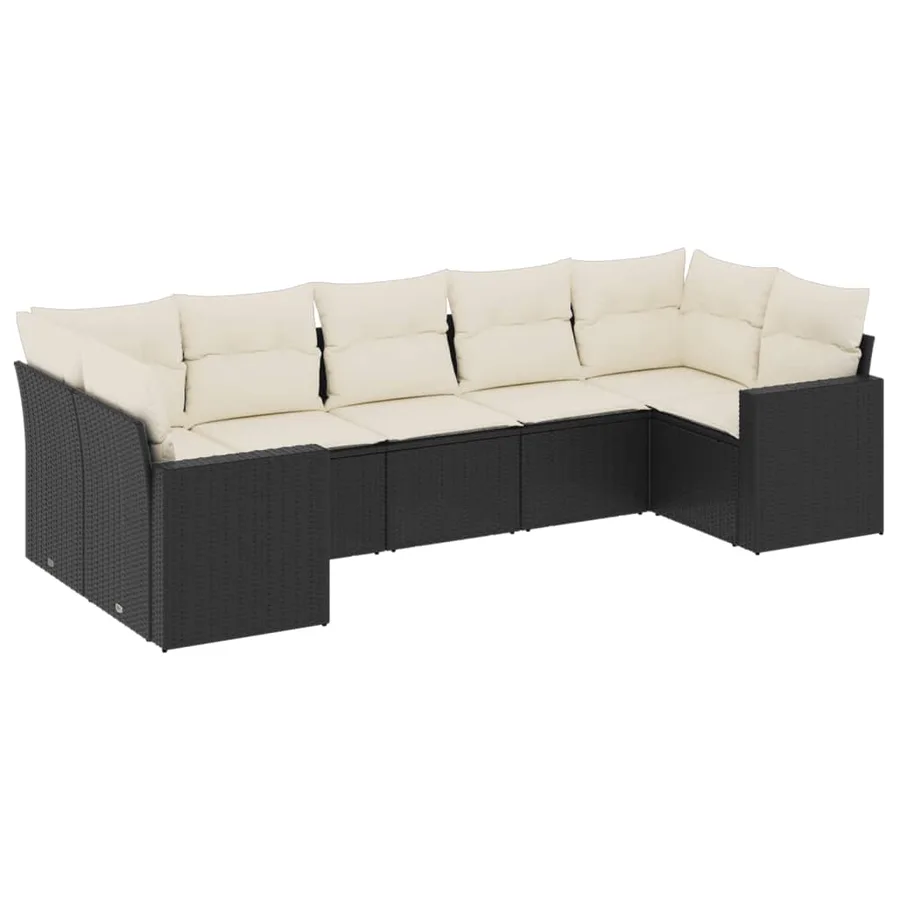 Salon de jardin 7 pcs avec coussins noir résine tressée 62 x 62 x 69 cm - 61,5 kg - 2