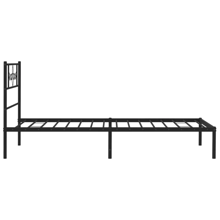 Cadre de lit métal sans matelas avec tête de lit noir 90x190 cm - 6