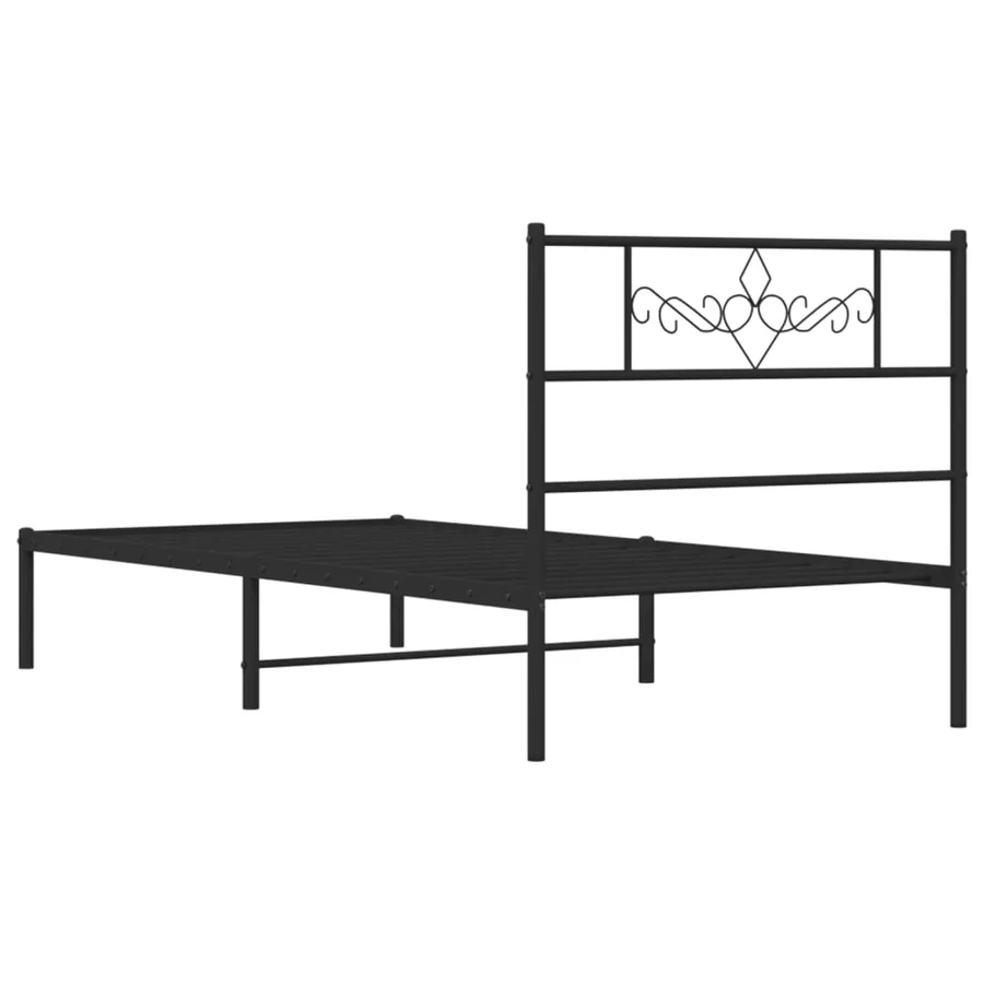 Cadre de lit métal sans matelas avec tête de lit noir 90x190 cm - 7