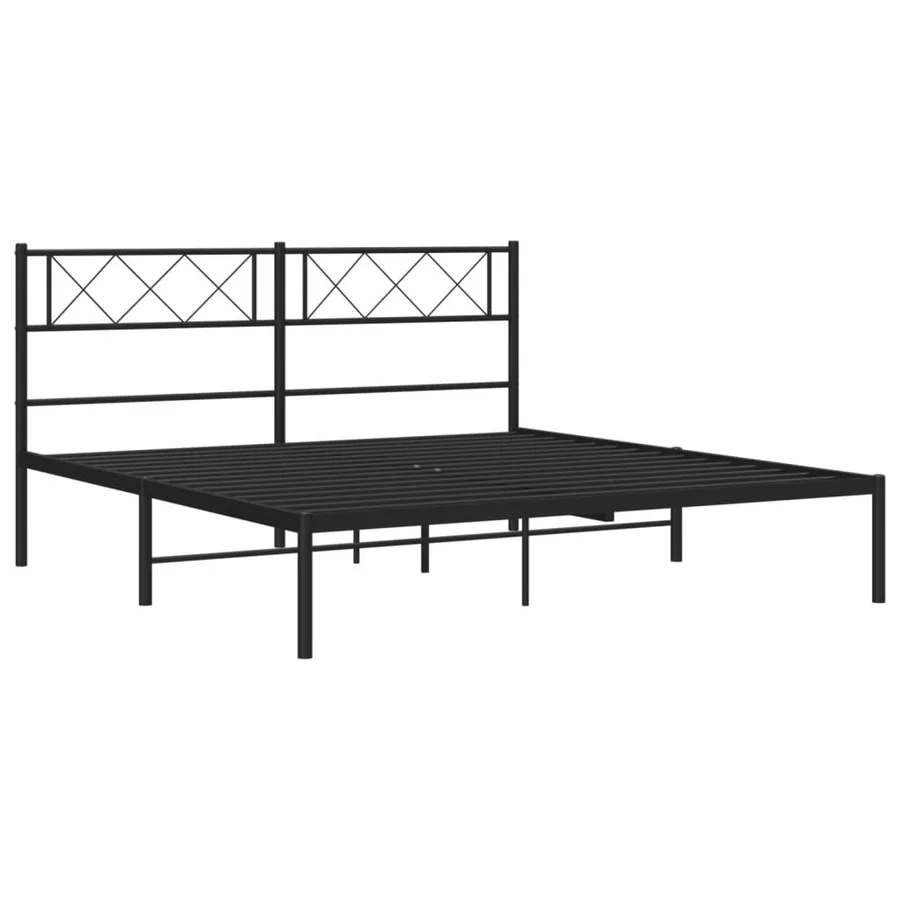 Cadre de lit métal sans matelas avec tête de lit noir 140x190cm - 5