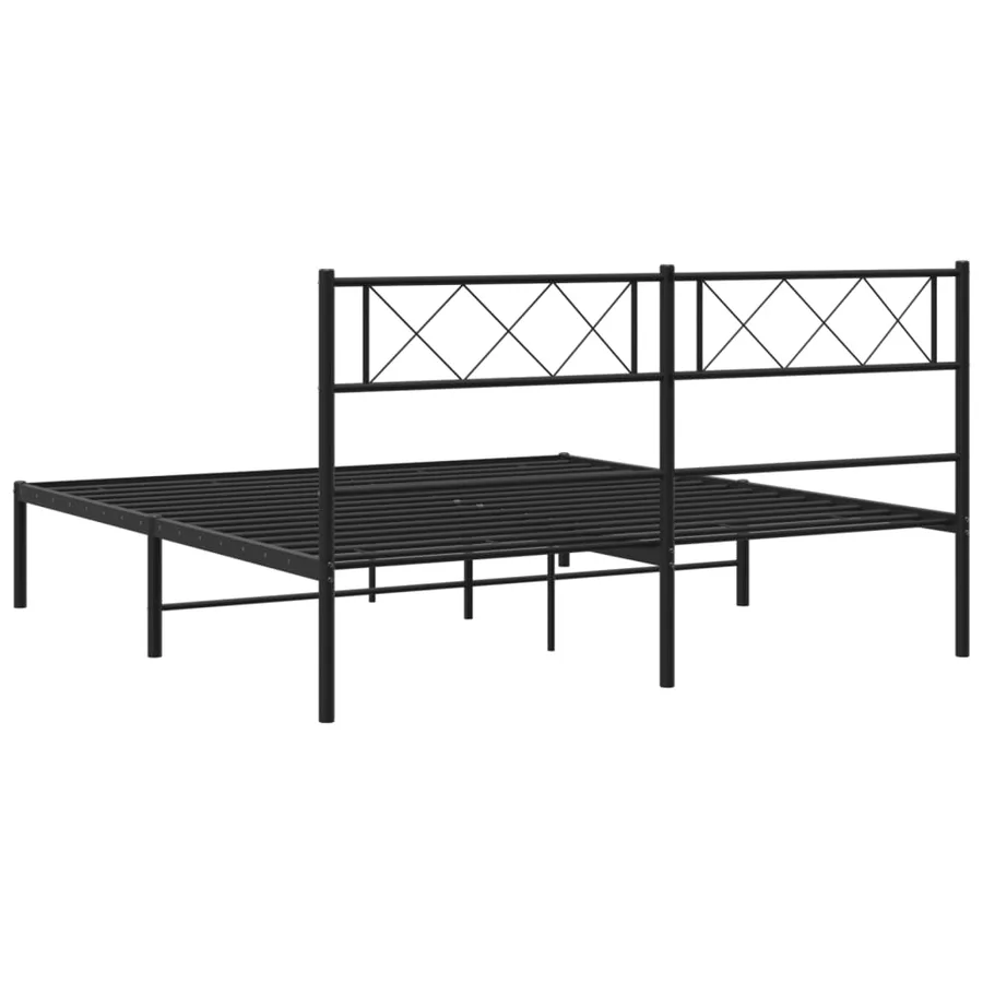 Cadre de lit métal sans matelas avec tête de lit noir 140x190cm - 7