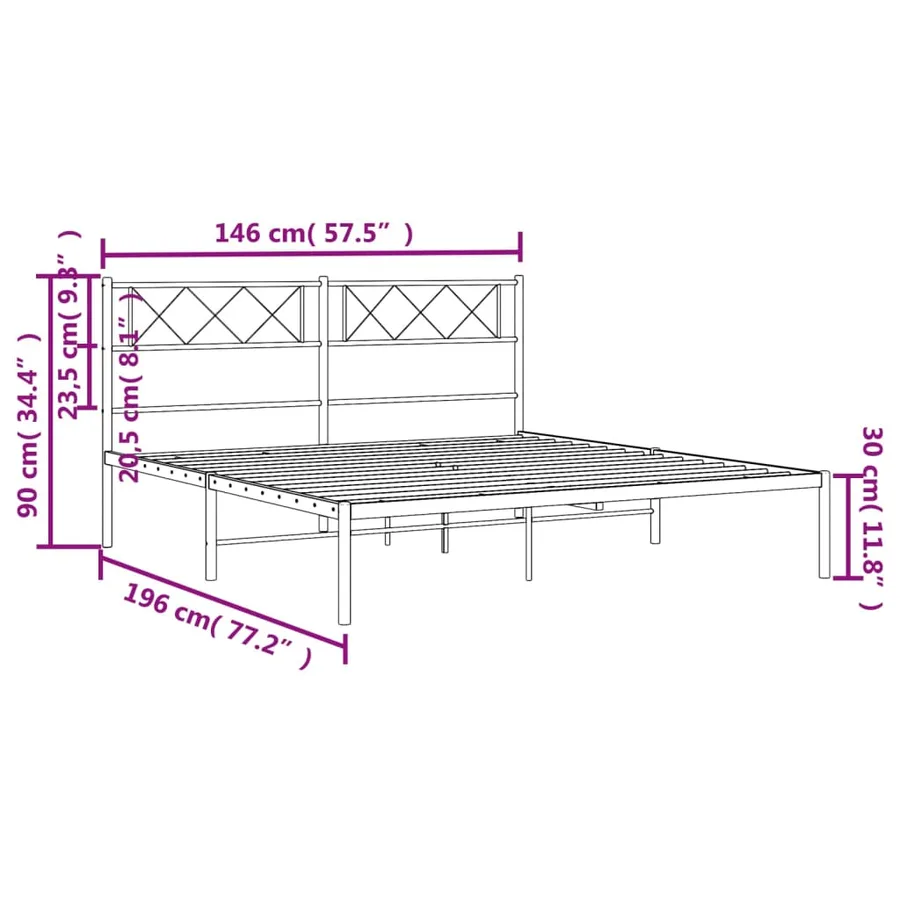 Cadre de lit métal sans matelas avec tête de lit noir 140x190cm - 9