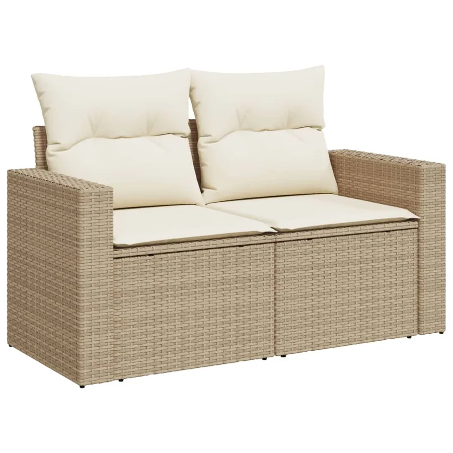 Salon de jardin 11 pcs avec coussins beige résine tressée - 8