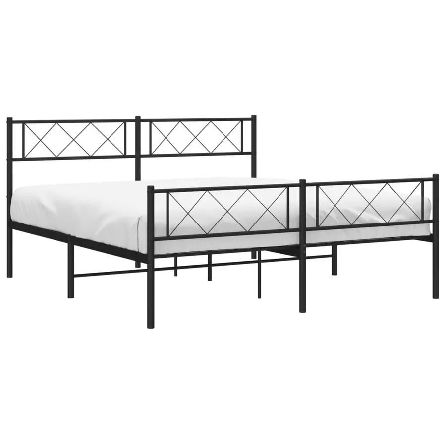 Cadre de lit métal sans matelas avec pied de lit noir 140x200cm - 3