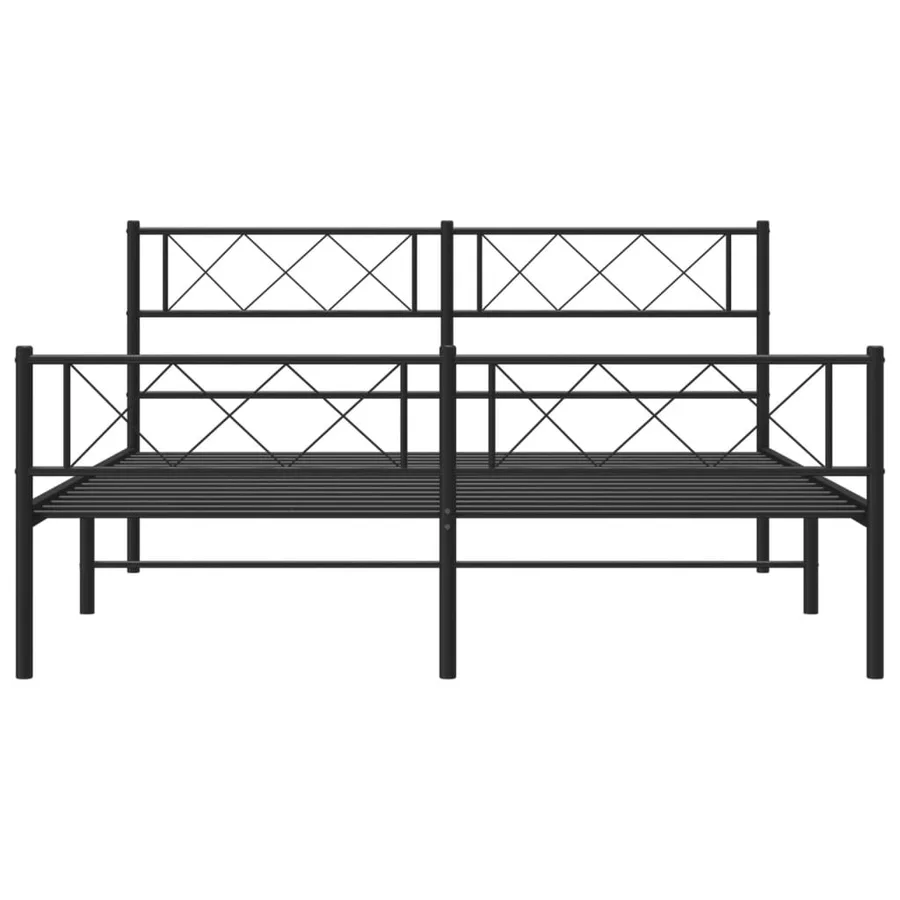 Cadre de lit métal sans matelas avec pied de lit noir 140x200cm - 4