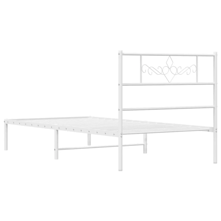 Cadre de lit métal sans matelas avec tête de lit blanc 90x190cm - 7