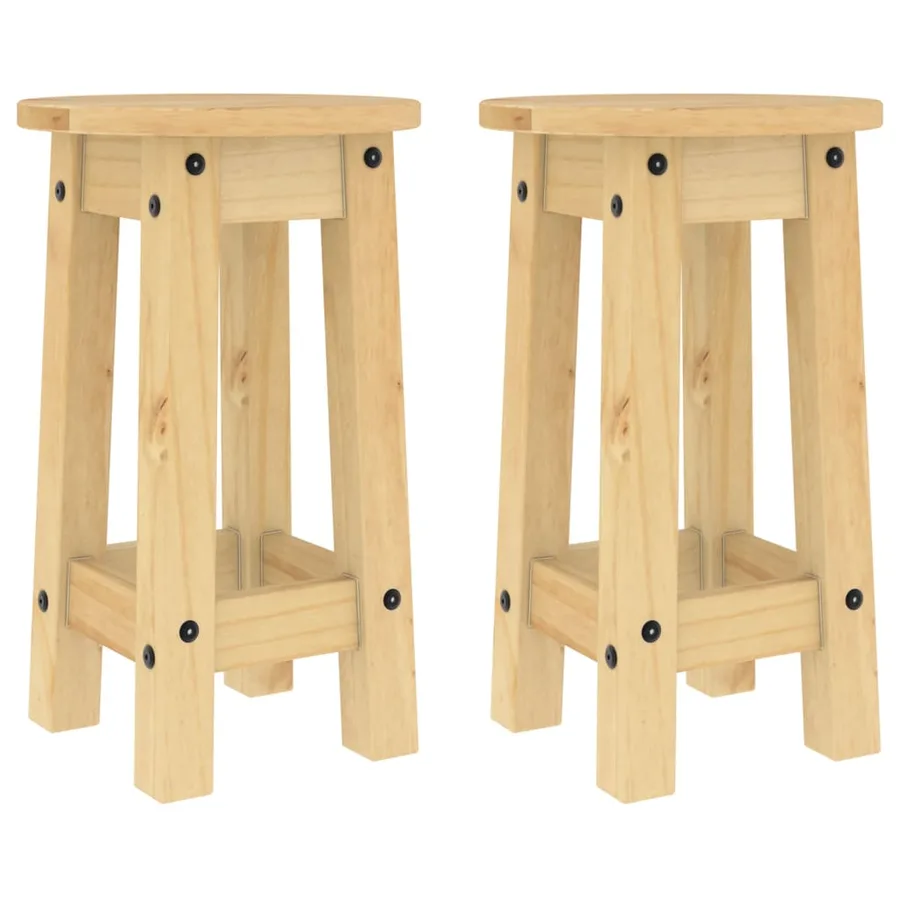 Tabourets de bar lot de 2 bois massif de pin - 2