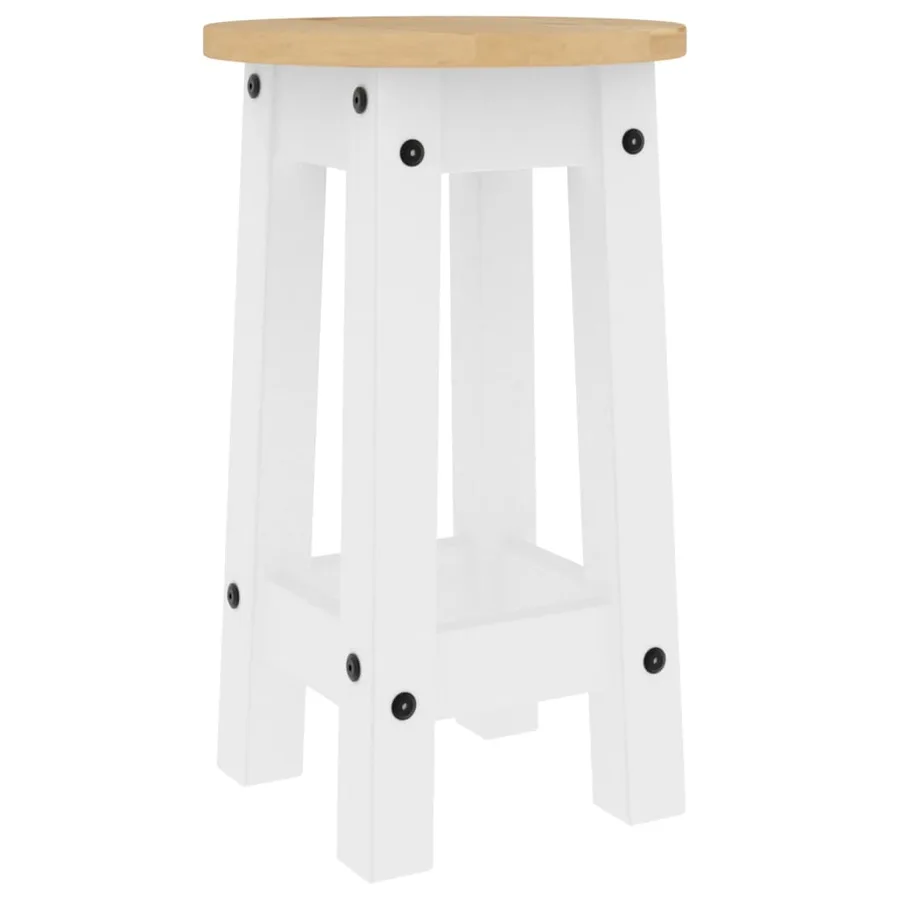 Tabourets de bar lot de 2 blanc bois massif de pin - 4