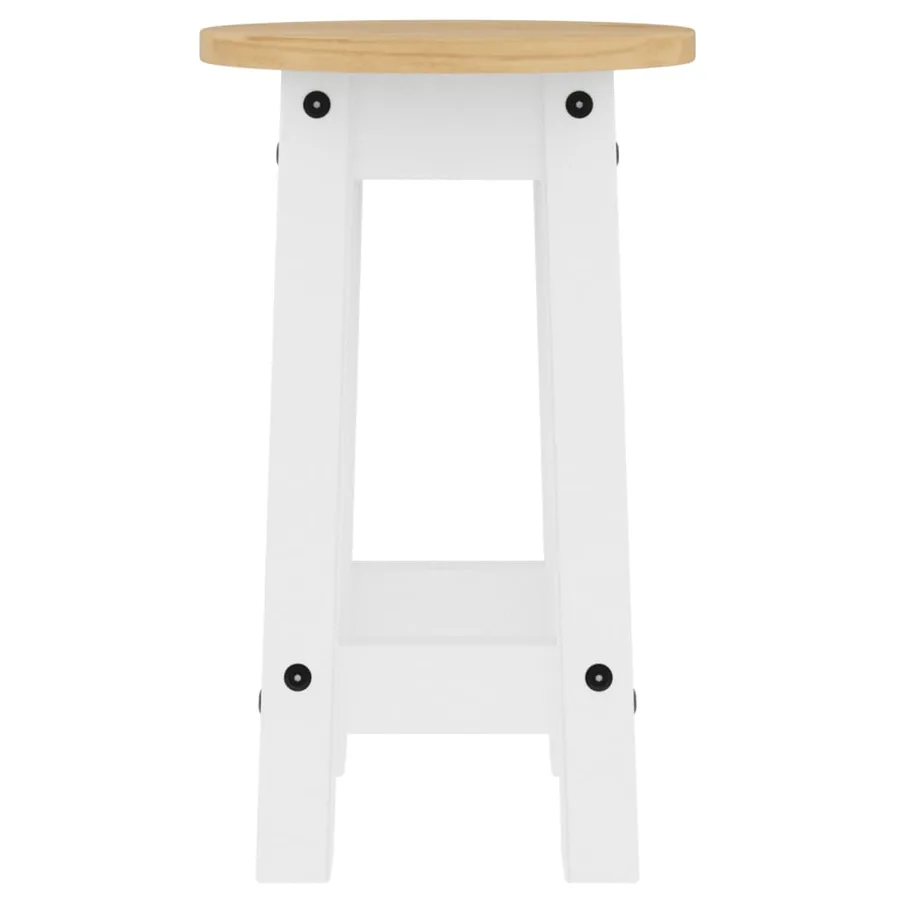 Tabourets de bar lot de 2 blanc bois massif de pin - 6