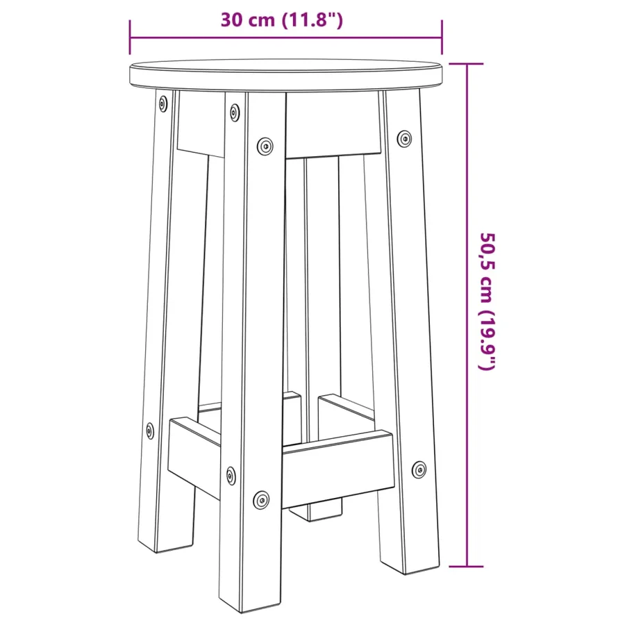 Tabourets de bar lot de 2 blanc bois massif de pin - 9