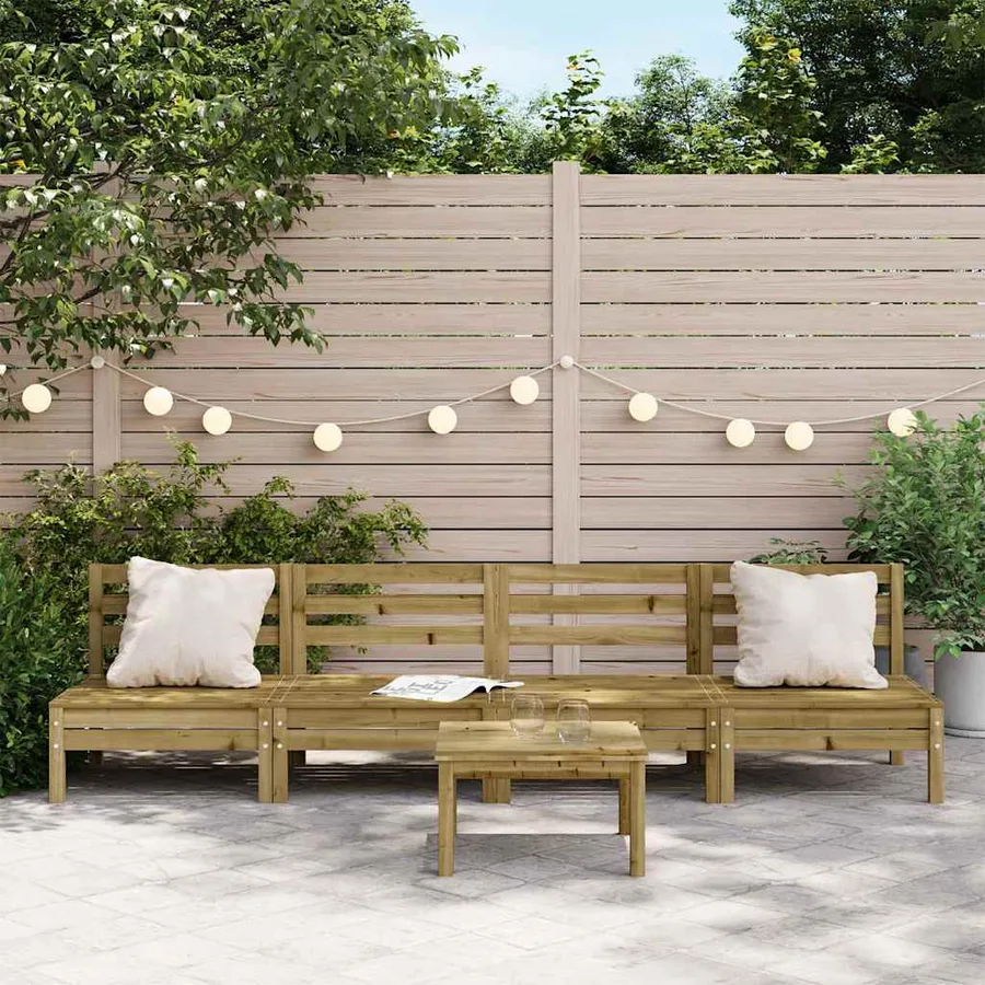 Canapés de jardin sans accoudoirs 4 pcs bois pin imprégné - 3