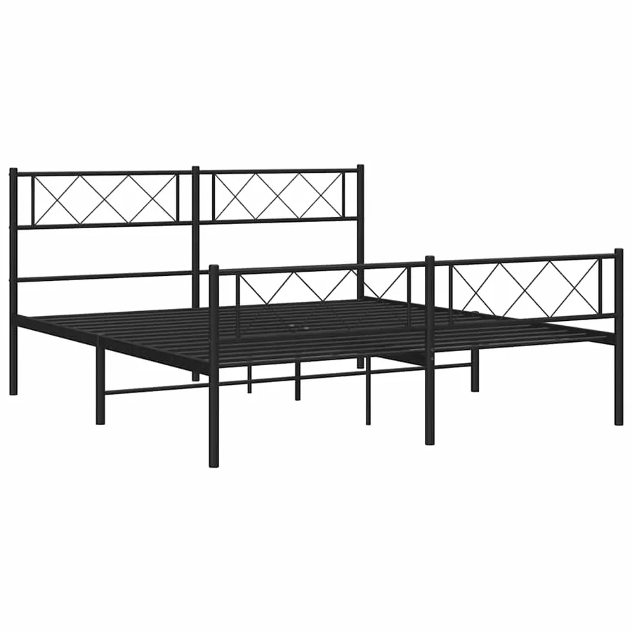Cadre de lit métal sans matelas avec pied de lit noir 135x190cm - 6