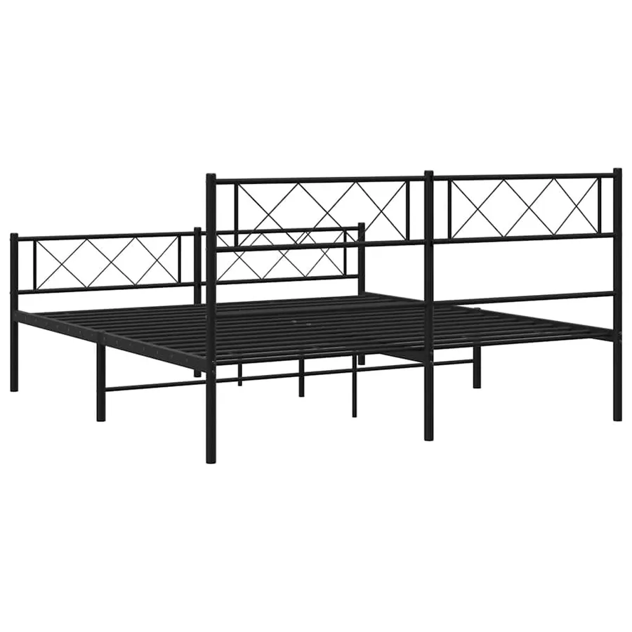 Cadre de lit métal sans matelas avec pied de lit noir 135x190cm - 8