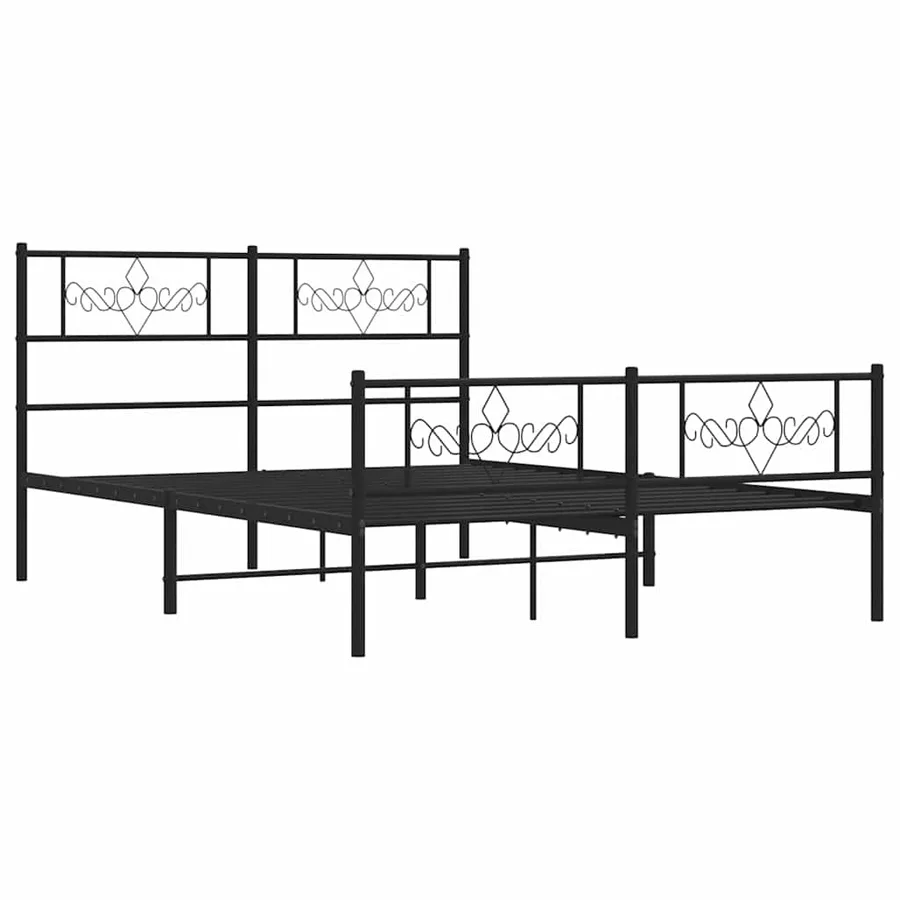 Cadre de lit métal sans matelas avec pied de lit noir 135x190cm - 3