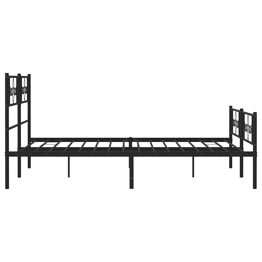 Cadre de lit métal sans matelas avec pied de lit noir 135x190cm - 7