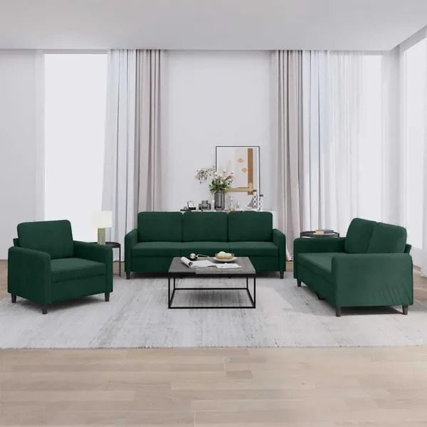 Ensemble de canapés 3 pcs vert foncé velours