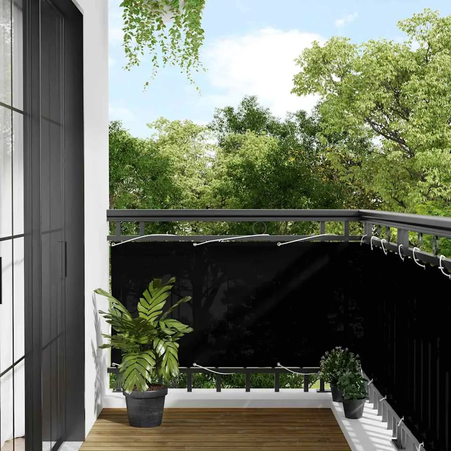 Écran de balcon noir 75x700 cm 100% polyester oxford