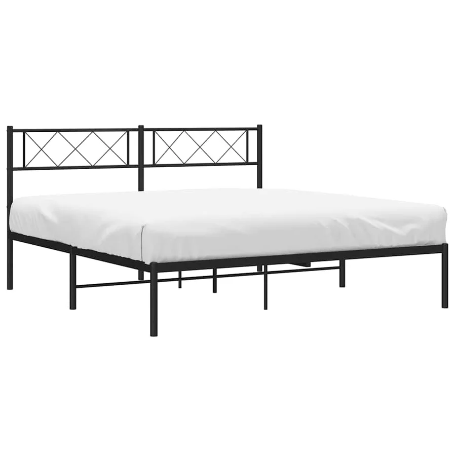 Cadre de lit métal sans matelas et tête de lit noir 160x200 cm - 3