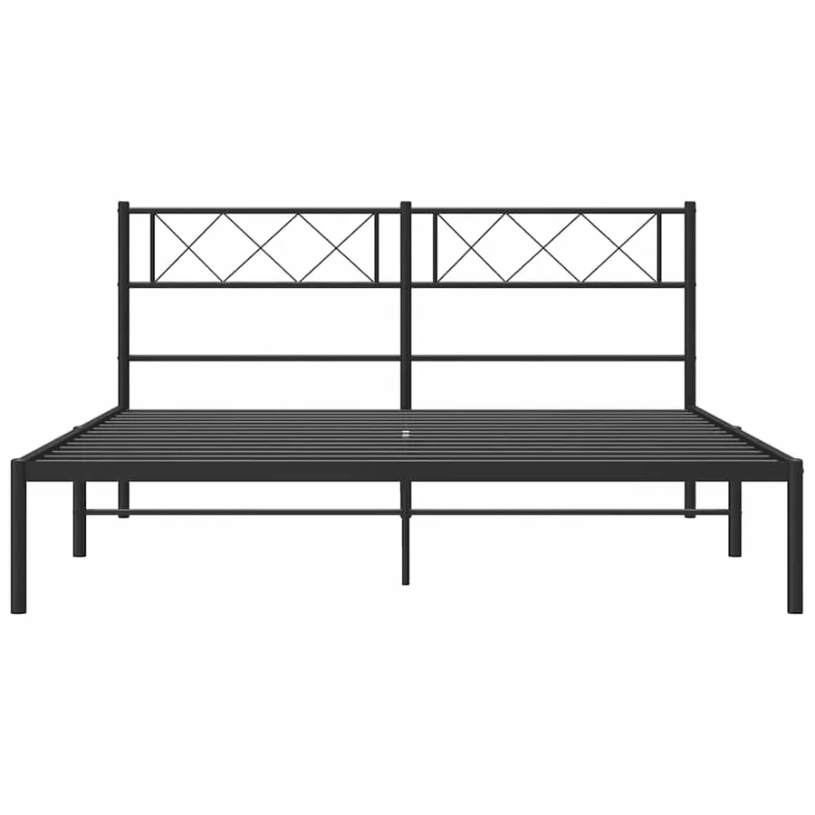 Cadre de lit métal sans matelas et tête de lit noir 160x200 cm - 4