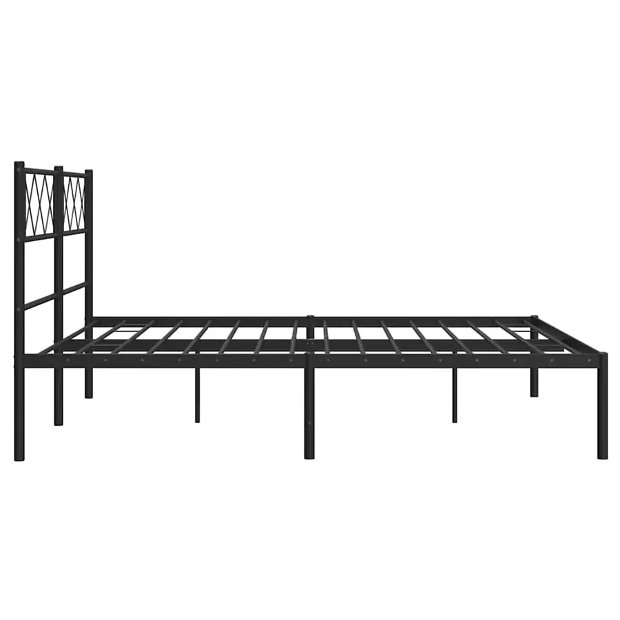 Cadre de lit métal sans matelas et tête de lit noir 160x200 cm - 6