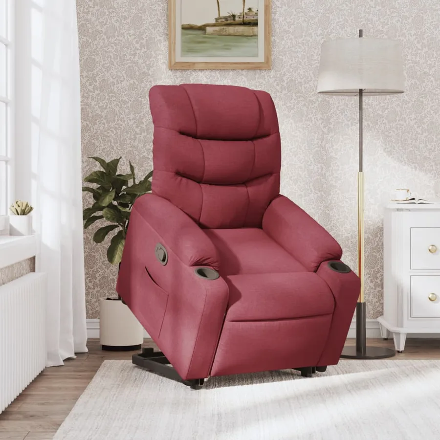 Fauteuil inclinable rouge bordeaux tissu - 15