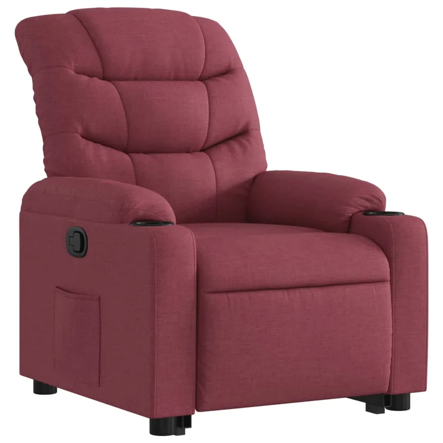 Fauteuil inclinable rouge bordeaux tissu - 4