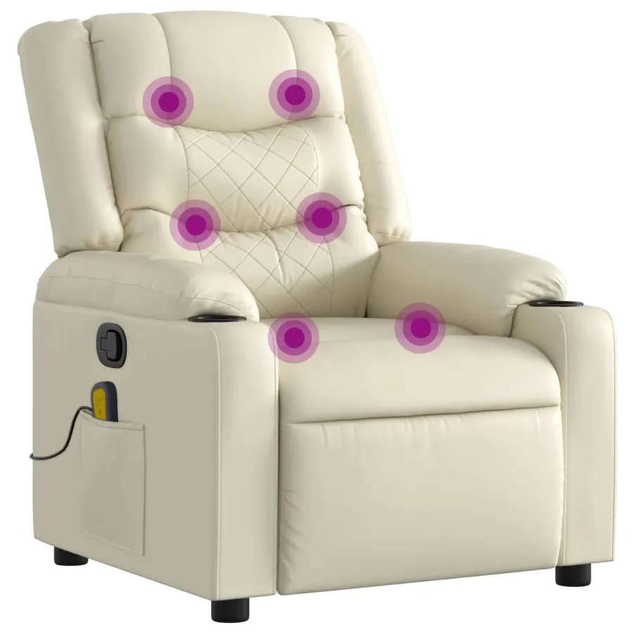 Fauteuil de massage inclinable crème similicuir - 2