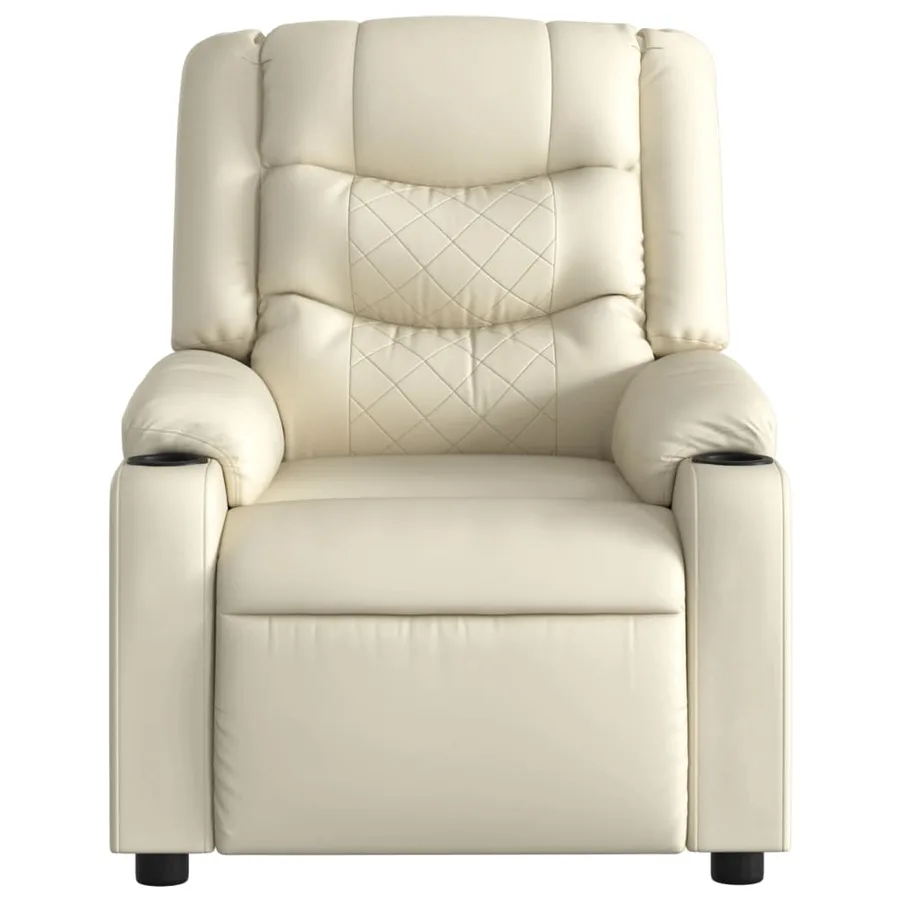 Fauteuil de massage inclinable crème similicuir - 7