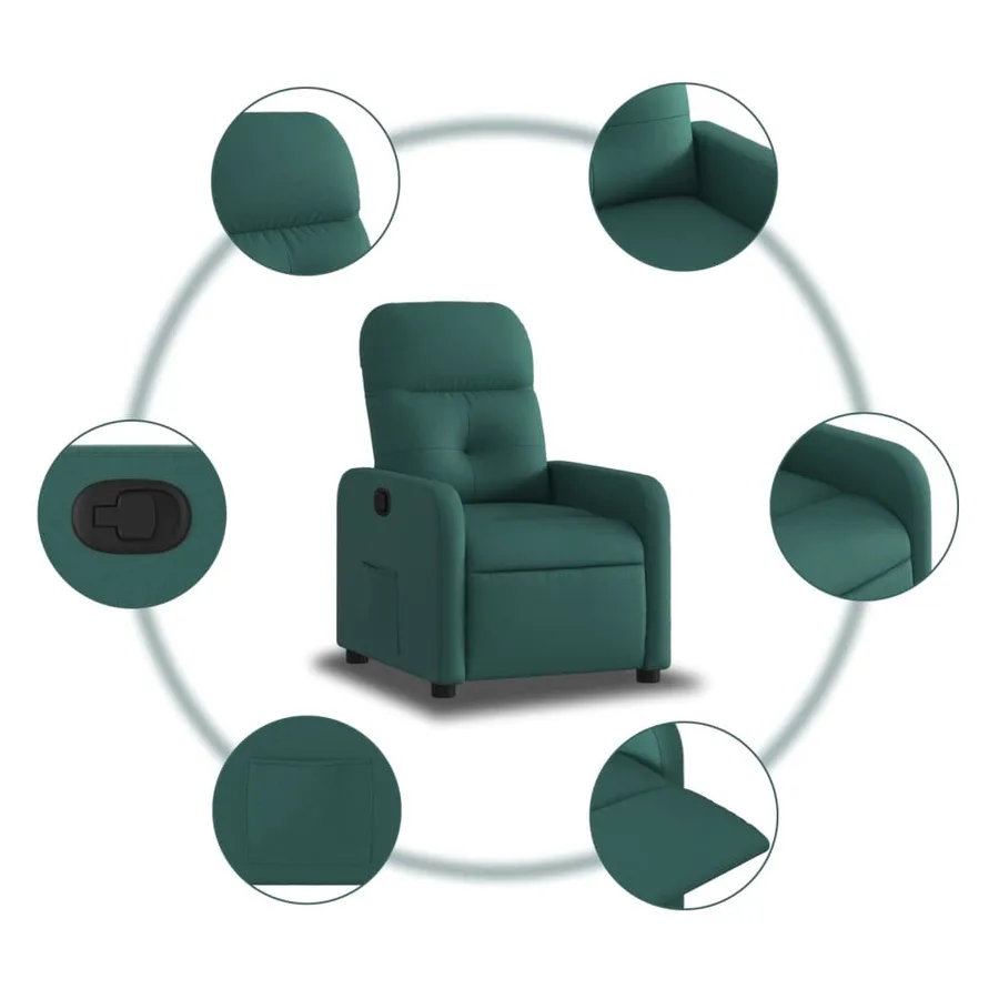 Fauteuil inclinable Vert foncé Tissu - 5
