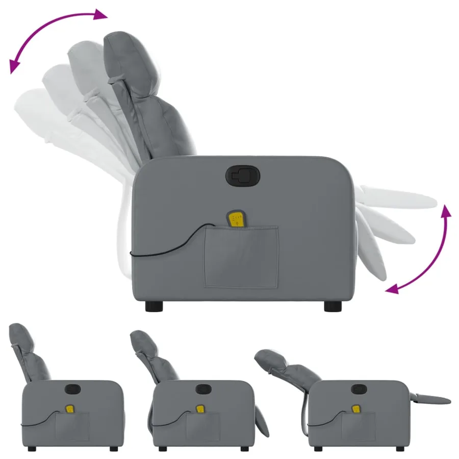Fauteuil de massage inclinable Gris Similicuir - 5