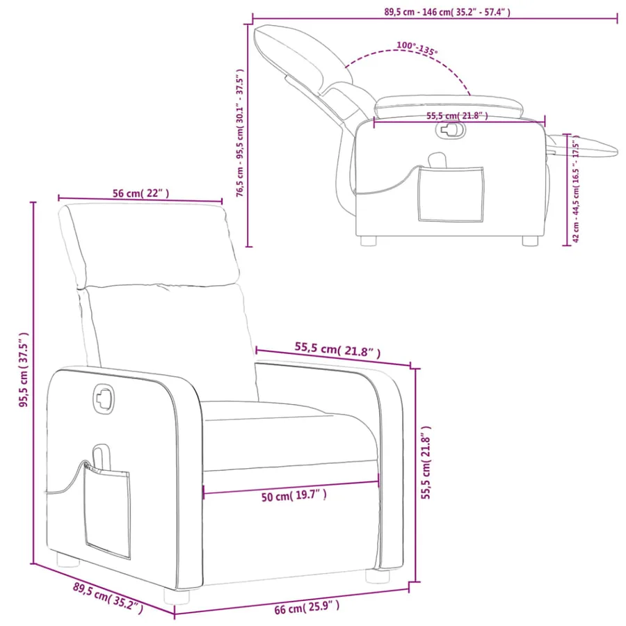 Fauteuil inclinable massant en similicuir noir - 12