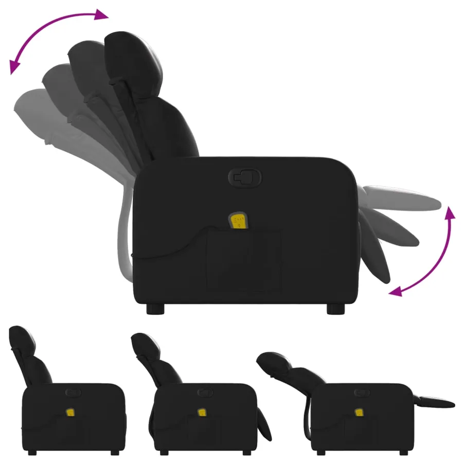 Fauteuil inclinable massant en similicuir noir - 5