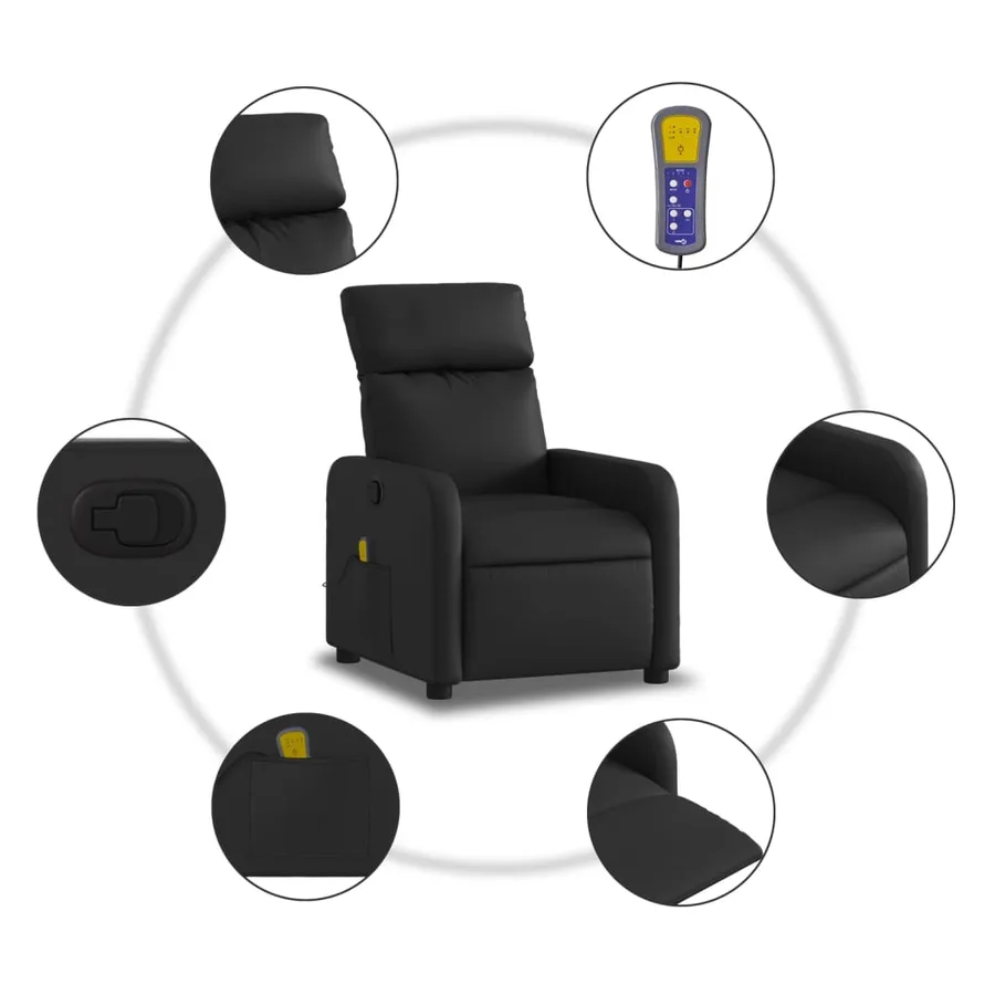 Fauteuil inclinable massant en similicuir noir - 6