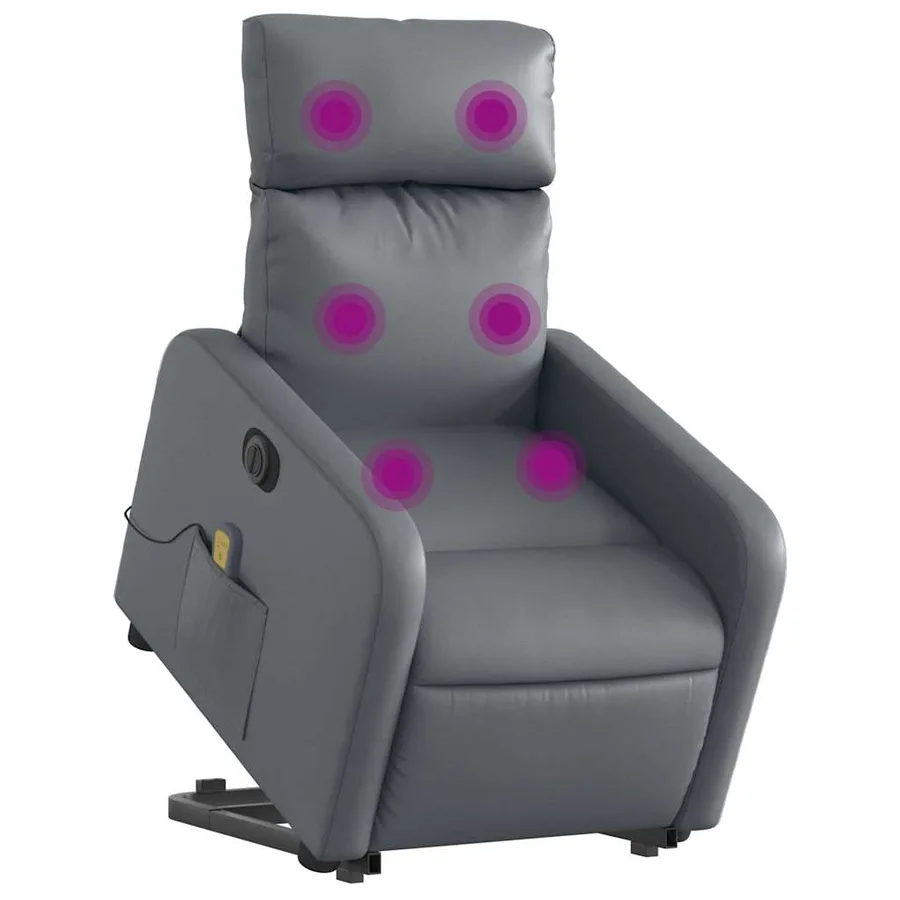 Fauteuil inclinable de massage électrique gris similicuir - 3