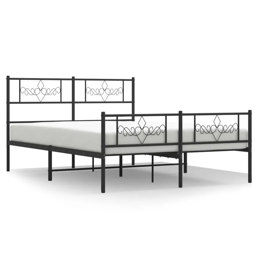 Cadre de lit métal sans matelas avec pied de lit noir 140x200cm - 2