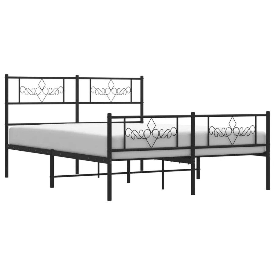Cadre de lit métal sans matelas avec pied de lit noir 140x200cm - 4
