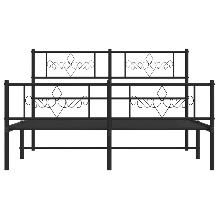Cadre de lit métal sans matelas avec pied de lit noir 140x200cm - 5