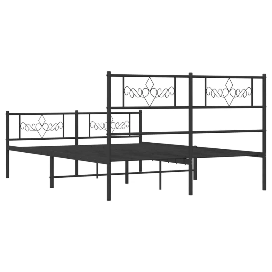 Cadre de lit métal sans matelas avec pied de lit noir 140x200cm - 7